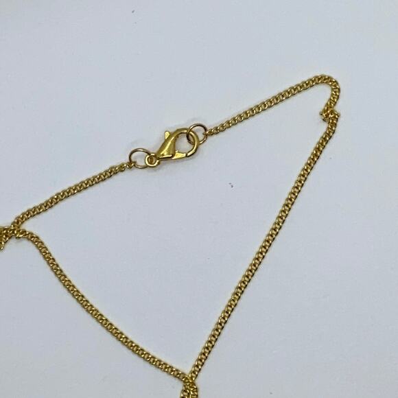 Gold-Tone Clear Black Green Rhinestone Necklace - Picture 7 of 7